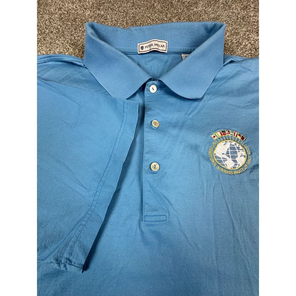 Peter Millar Men's XL-100% Cotton S/S‎ Polo-Intern. Senior Amateur Golf Society